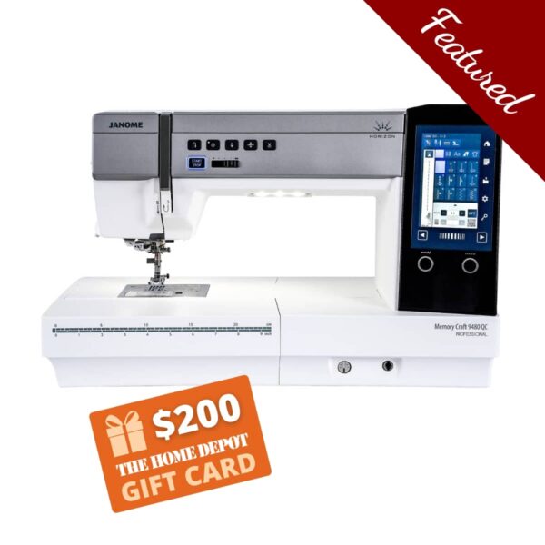 Janome Memory Craft 9480 sewing machine main product image with featured bonus