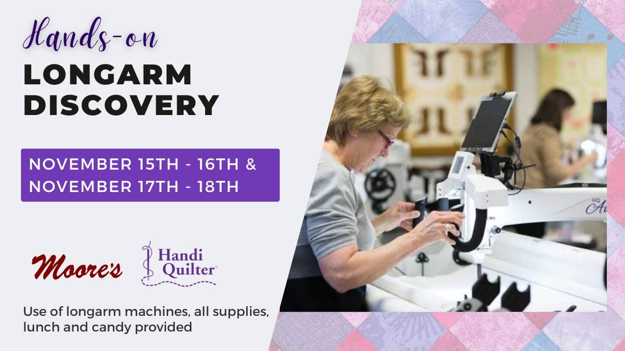 Handi Quilter Longarm Discovery event info card