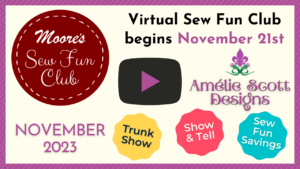 video thumbnail for Sew Fun Club November 2023 featuring Amelie Scott Designs
