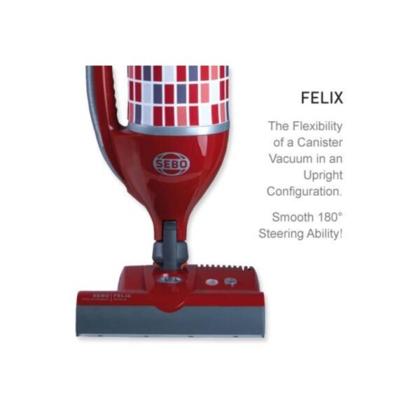 Sebo Premium Felix Upright Vacuum Cleaner with 180 degree steering capability