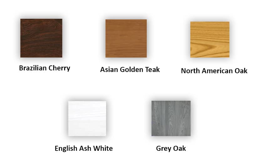 Five wood finishes to choose from