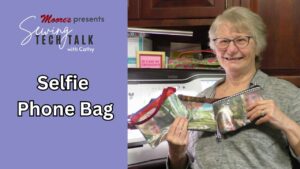 Info card for Sewing Tech Talk vlog on Selfie Phone Bag