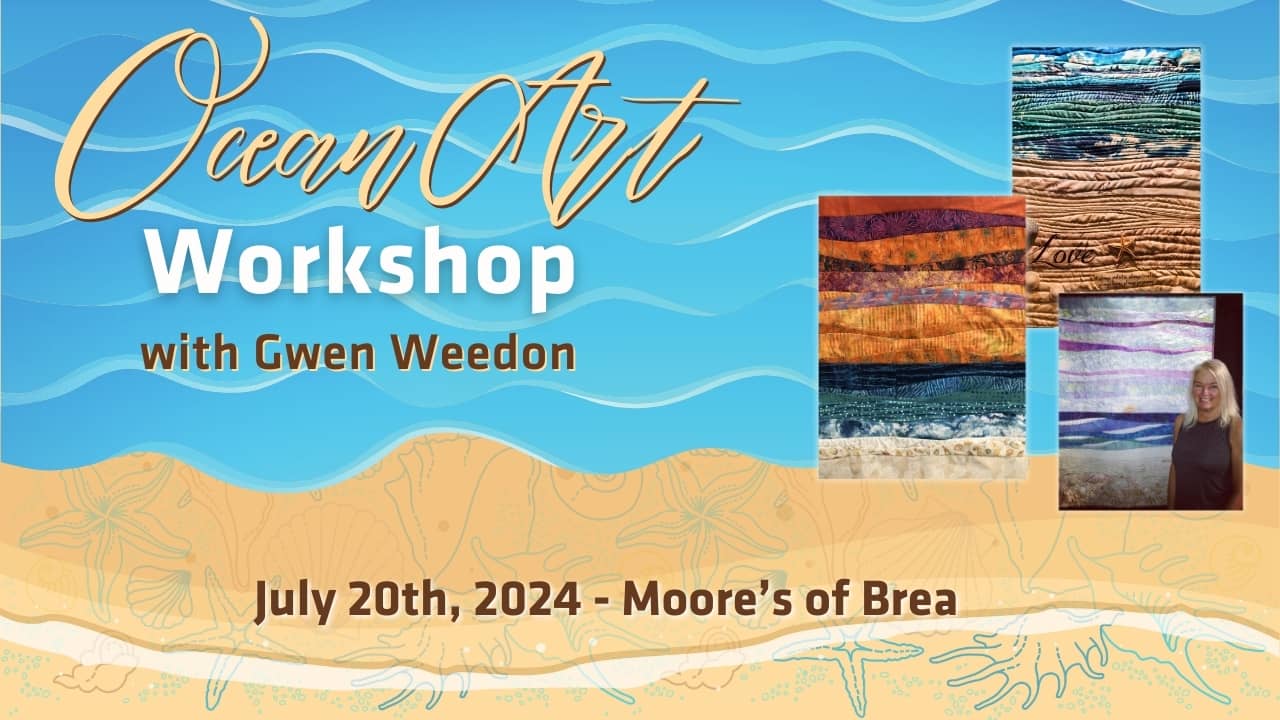 Info card for Ocean Art quilt workshop