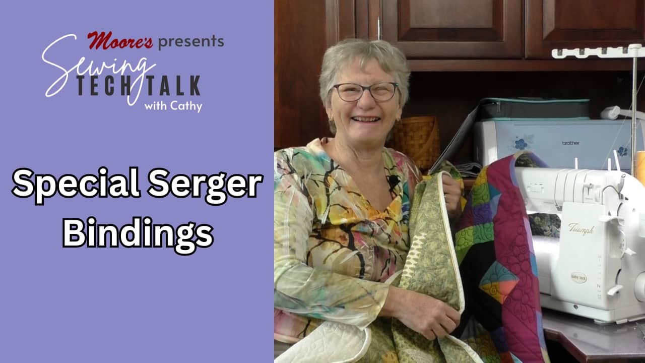 Info Card for Special Serger Bindings (Sewing Tech Talk with Cathy vlog)