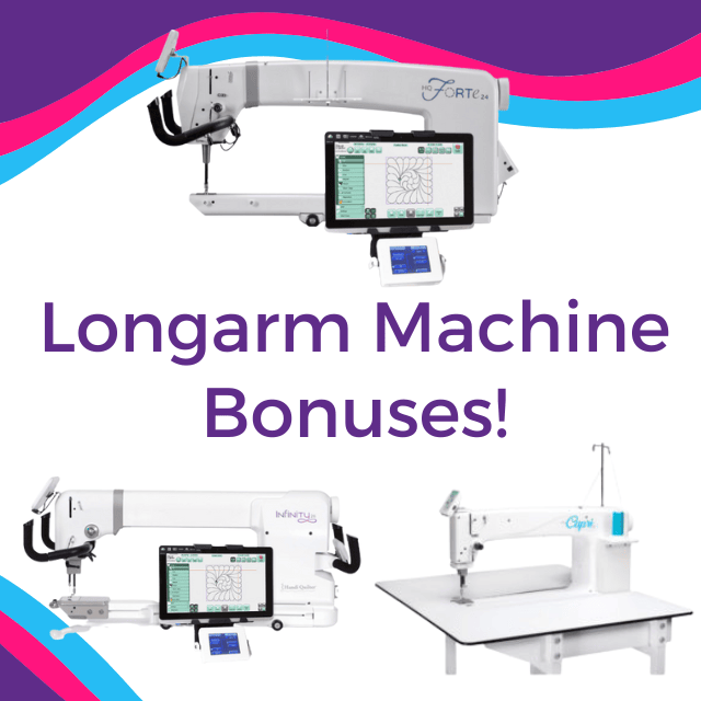 Category Card for Longarm Discovery event bonuses on HQ longarm machines
