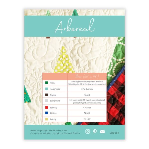 Slightly Biased Quilts Arboreal quilt pattern pattern details