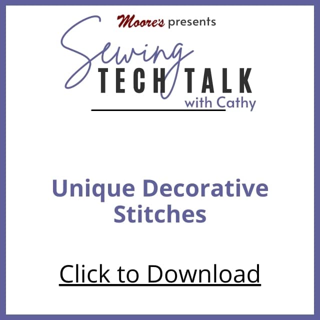 PDF Card for vlog Unique Decorative Stitches (Sewing Tech Talk with Cathy)