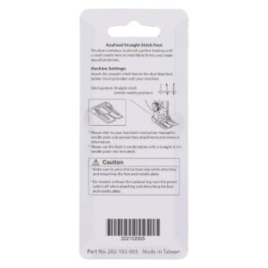 Janome AcuFeed Straight Stitch Foot back of package