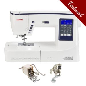 Janome Skyline S3 Anniversary Edition sewing machine with featured bundle