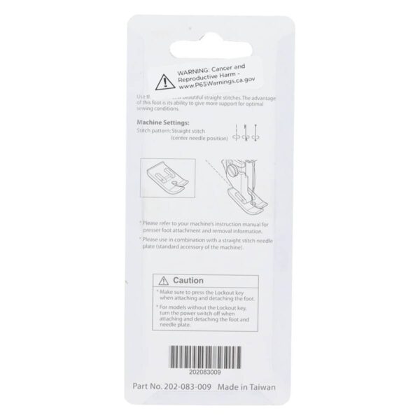 Janome Straight Stitch Foot back of package