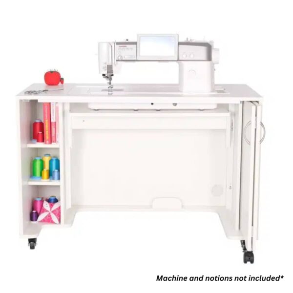 Mod XL Sewing Cabinet with machine in flatbed position