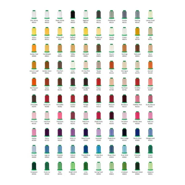 Isacord Top 100 Thread Set color chart