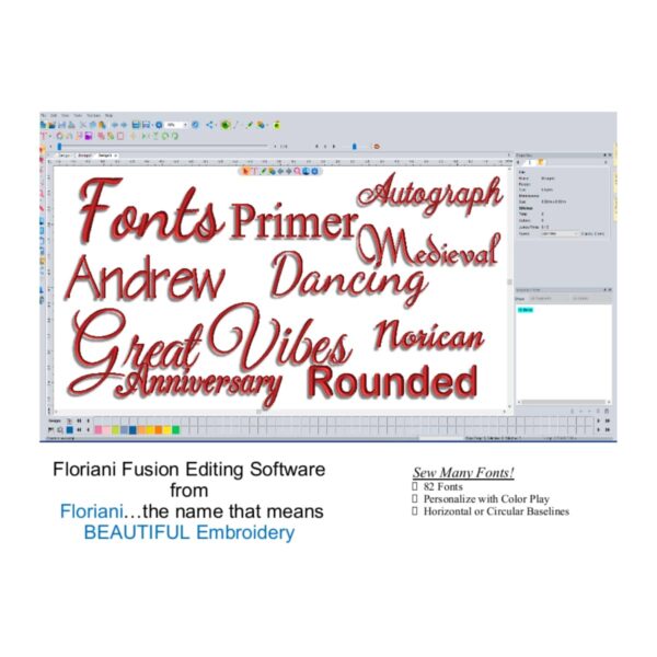 Floriani Fusion software Sew Many Fonts