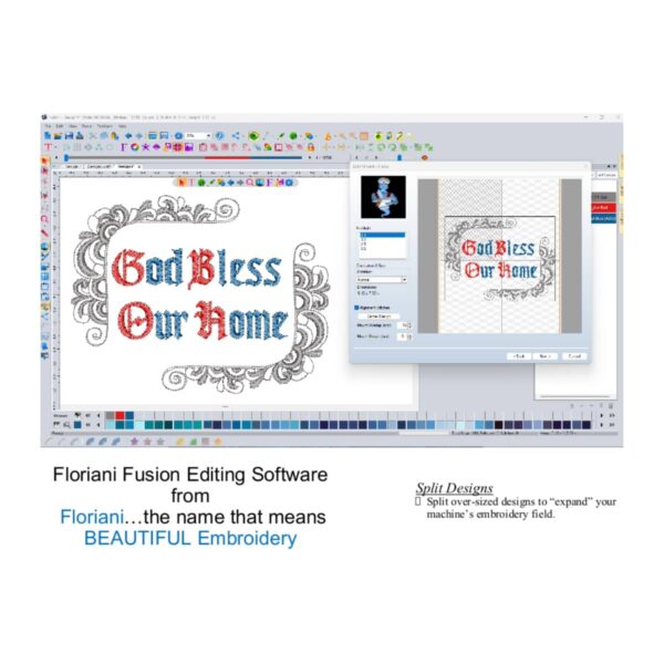 Floriani Fusion software Split Designs