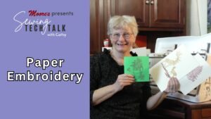 Info Card for vlog on Paper Embroidery (Sewing Tech Talk with Cathy)
