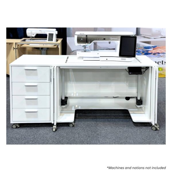 SewFine Hideaway Deluxe XL machine in free arm position
