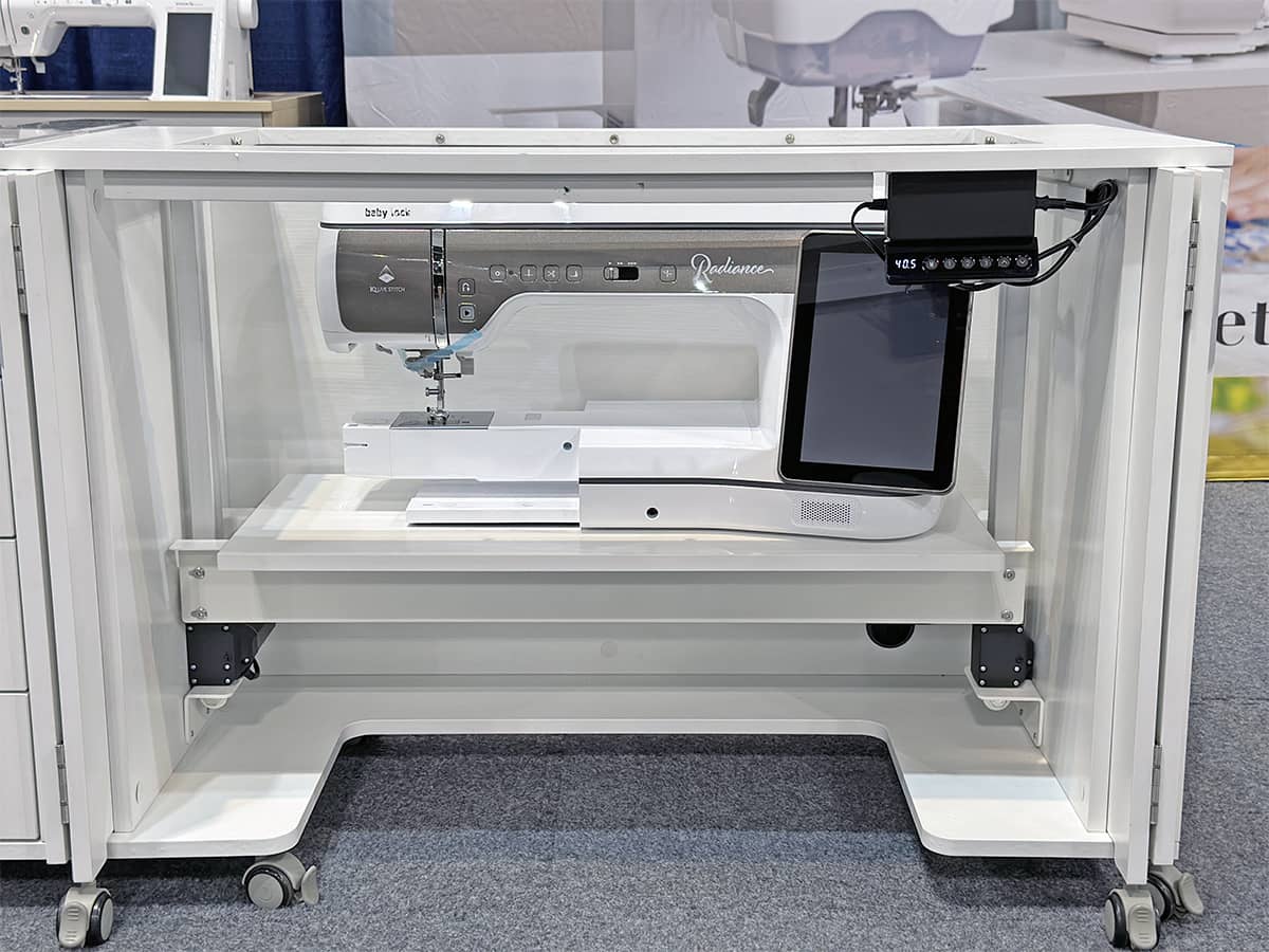 Sewing Cabinet in the storage position for the machine
