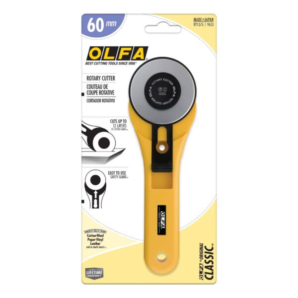 OLFA 60mm RTY-3/G Straight Handle Rotary Cutter package