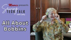Info Card for vlog All About Bobbins (Sewing Tech Talk with Cathy)