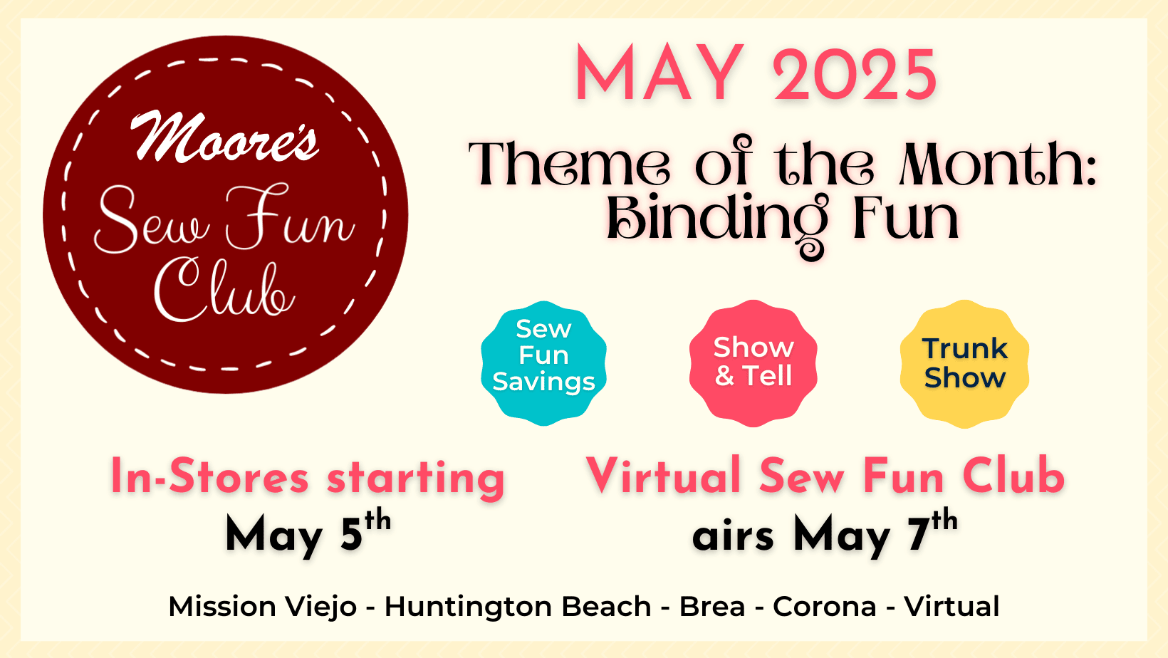 Sew Fun Club May 2025 Notification card