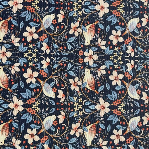 SewFine Hydraulic Sewing Chair bird floral print - fabric swatch