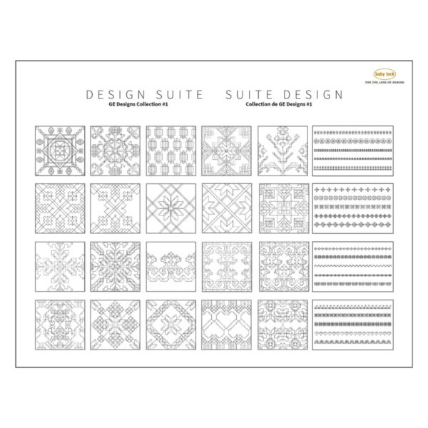Baby Lock Fill and Motif Gudren GE Collection #1 patterns
