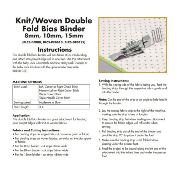 Baby Lock Single Fold Bias Binder Knit/Woven 15mm