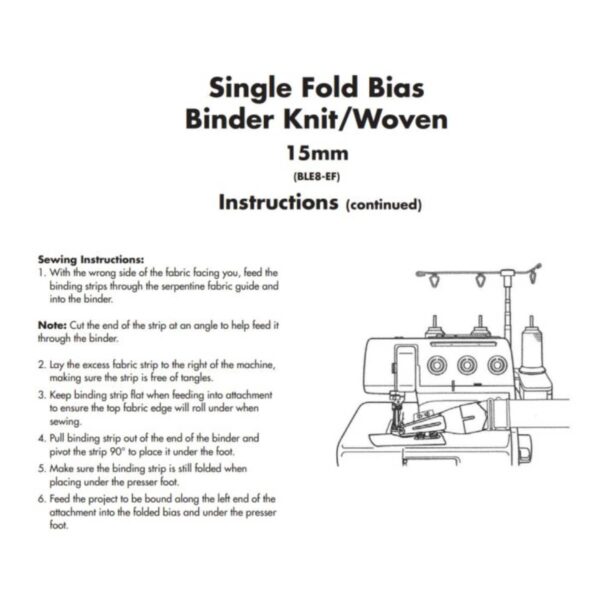 Baby Lock Single Fold Bias Binder Knit/Woven 15mm