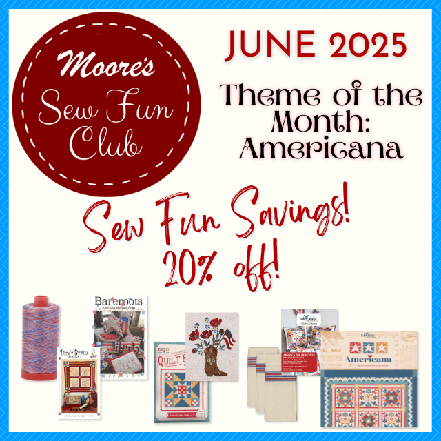 Sew Fun Club June 2025 category card featuring Americana