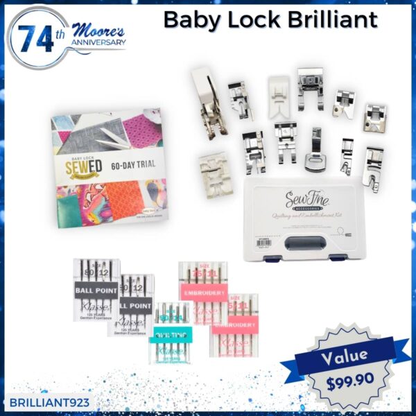 Baby Lock Brilliant bundle for 74th Anniversary Sale