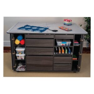 Horn Model 7600 front view of cabinet showing drawers and shelves