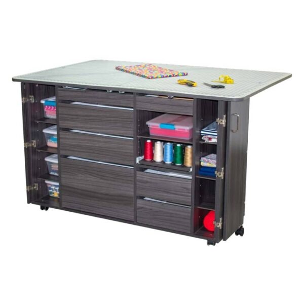 Horn Model 7600 angled view of cabinet showing drawers and shelves