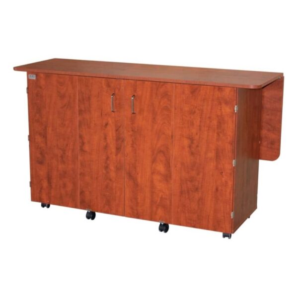 Horn Model 7600 angled view of closed cabinet in Sunset Maple finish