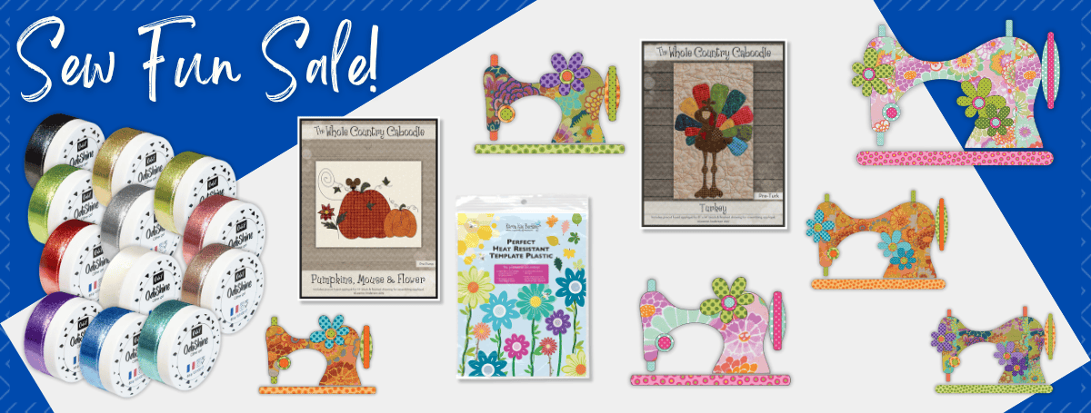 July 2025 Sew Fun Club product collage featuring Applique & Glitter