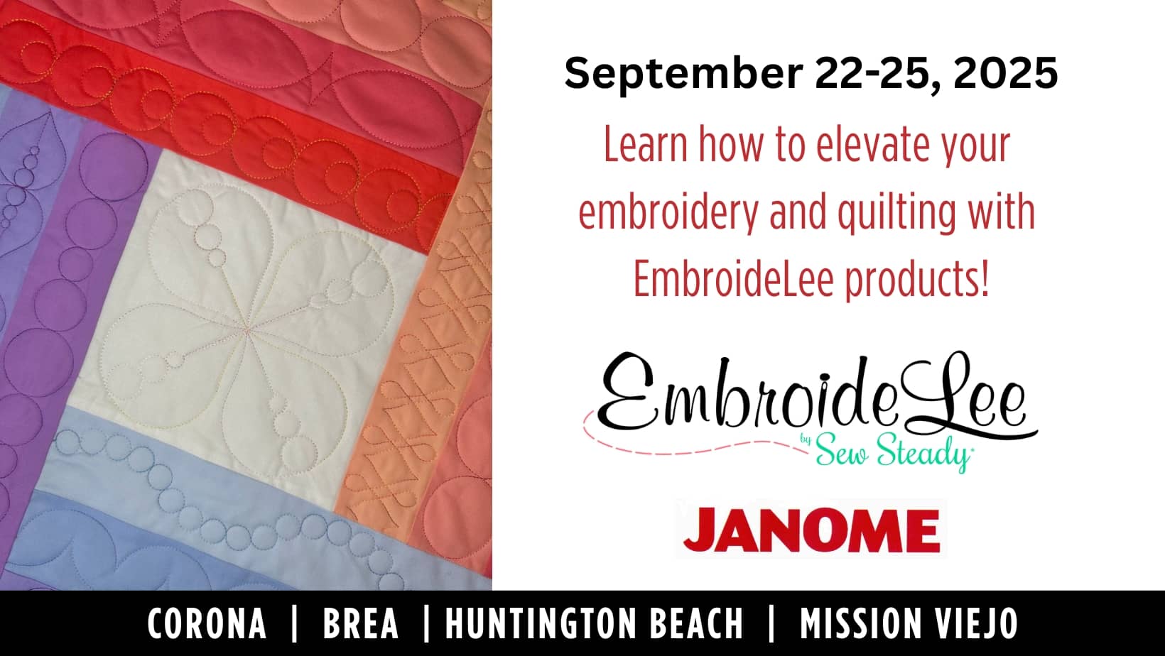 Sew Steady EmbroideLee event info card