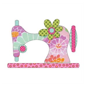 Vintage Stitches Applique sewing Machine Applique Pink 8 x 5.5 main Product Image