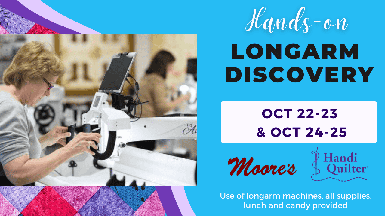 Handi Quilter Longarm Discovery event info card