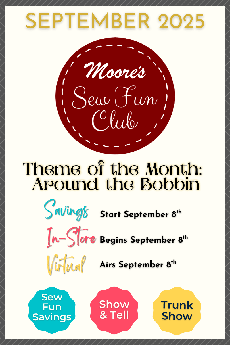 Sew Fun Club September 2025 home page banner featuring Around the Bobbin