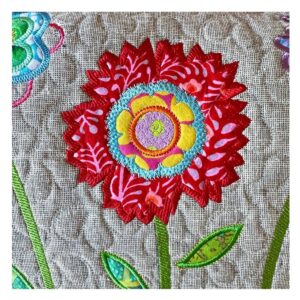 Fabric Confetti dancing Flowers Bench Pillow close Up Product Image