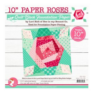 Its Sew Emma 10 Inch Paper Roses Quilt Block Foundation Paper main Product Image