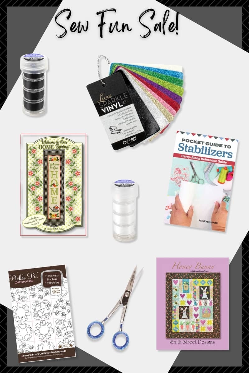 January 2026 Sew Fun Club product collage featuring Machine Embroidery Basics