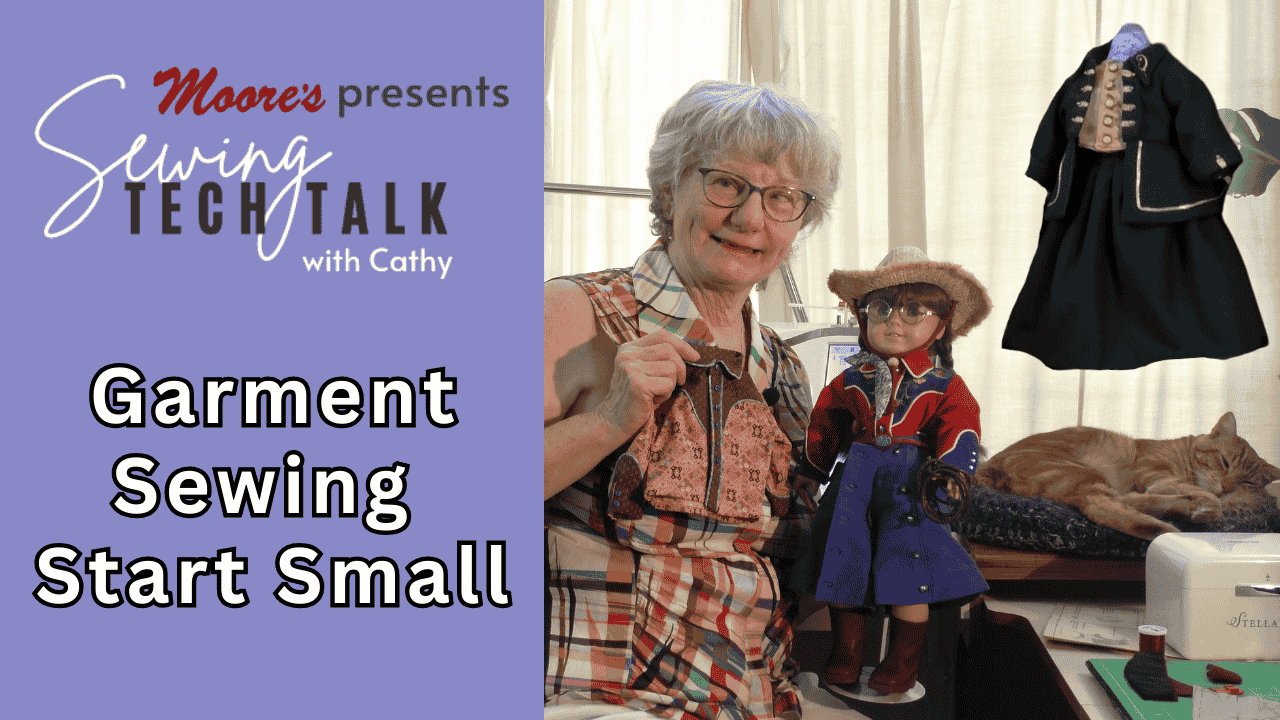 Info Card for Serger Garment Sewing Start Small (Sewing Tech Talk with Cathy)