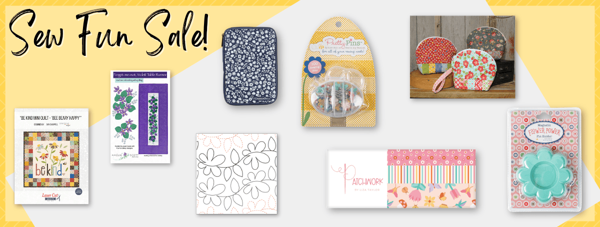 April 2026 Sew Fun Club product collage featuring Flower designs