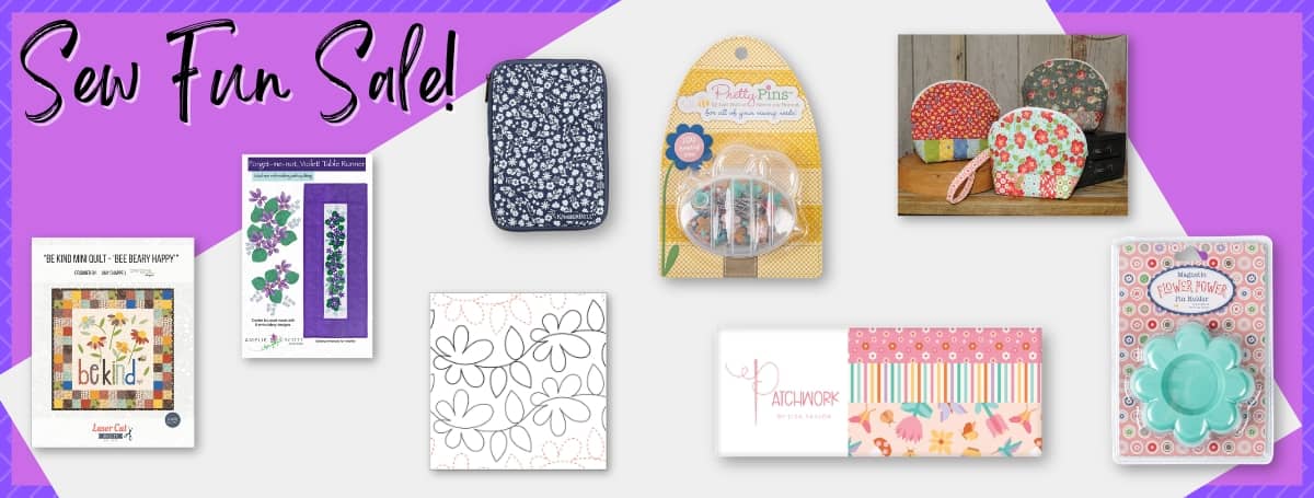 May 2026 Sew Fun Club product collage featuring Flower designs